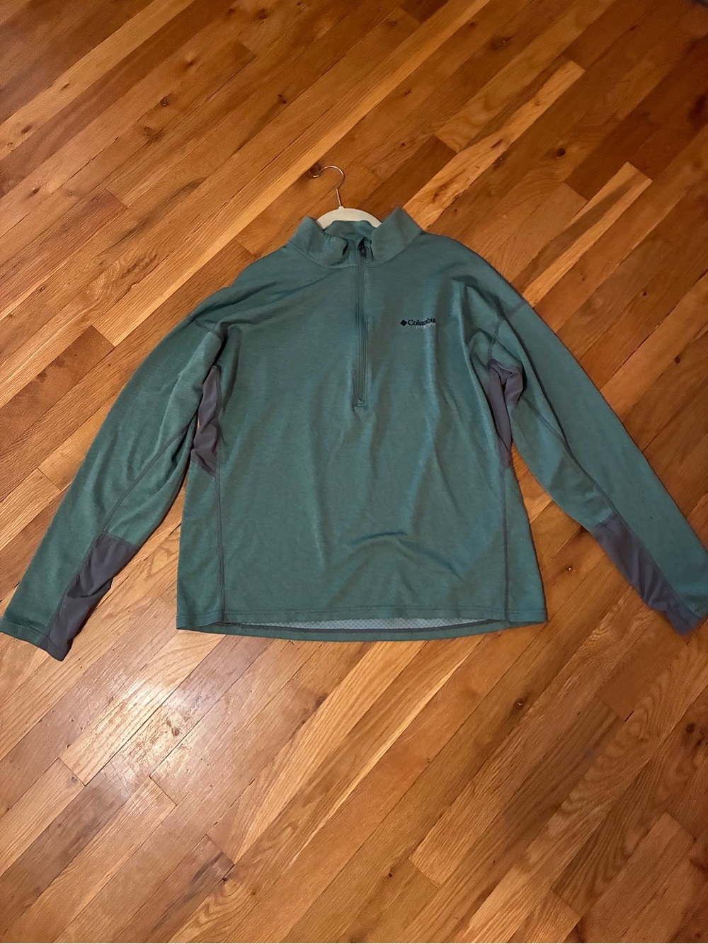 Columbia Teal & Gray Lightweight Half-Zip Shirt Jacket